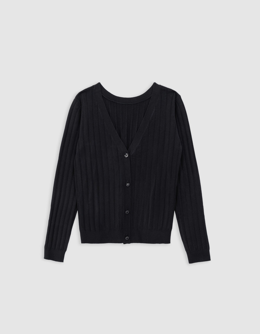 cárdigan de punto negro con botones para mujer
