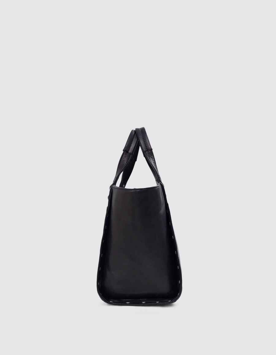 bolso 1440 piel negra tachuelas talla mediana mujer