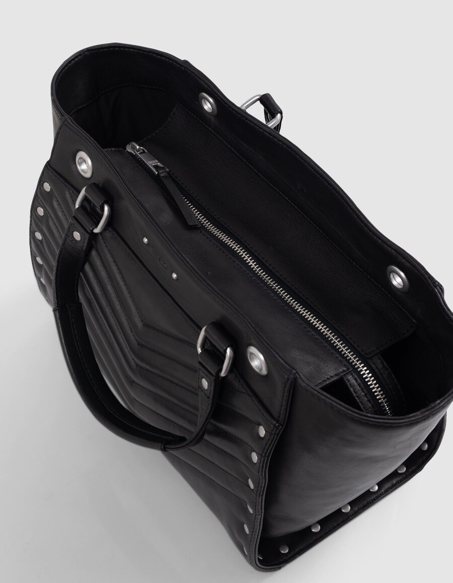 bolso 1440 piel negra tachuelas talla mediana mujer