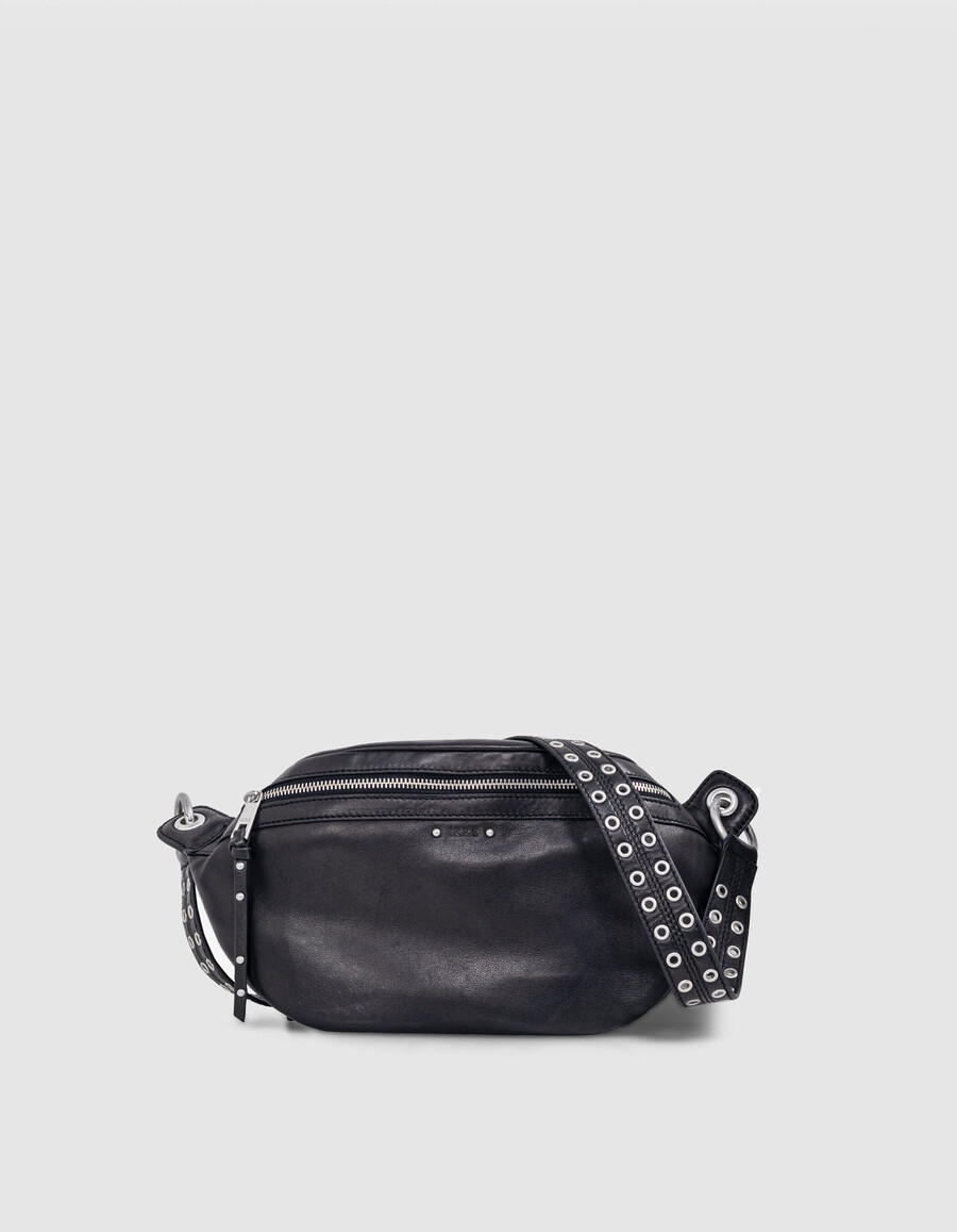 riñonera de piel negra 1440 para mujer