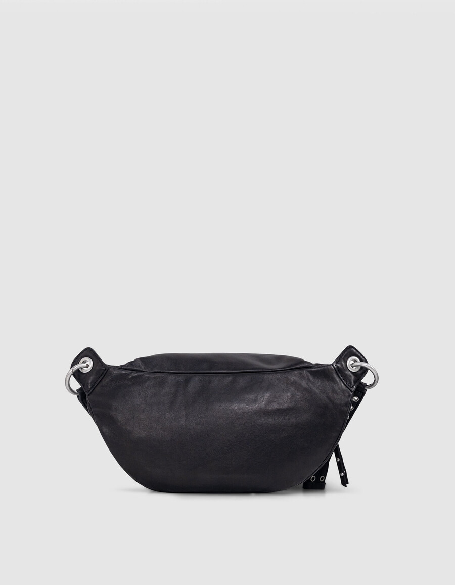 riñonera de piel negra 1440 para mujer