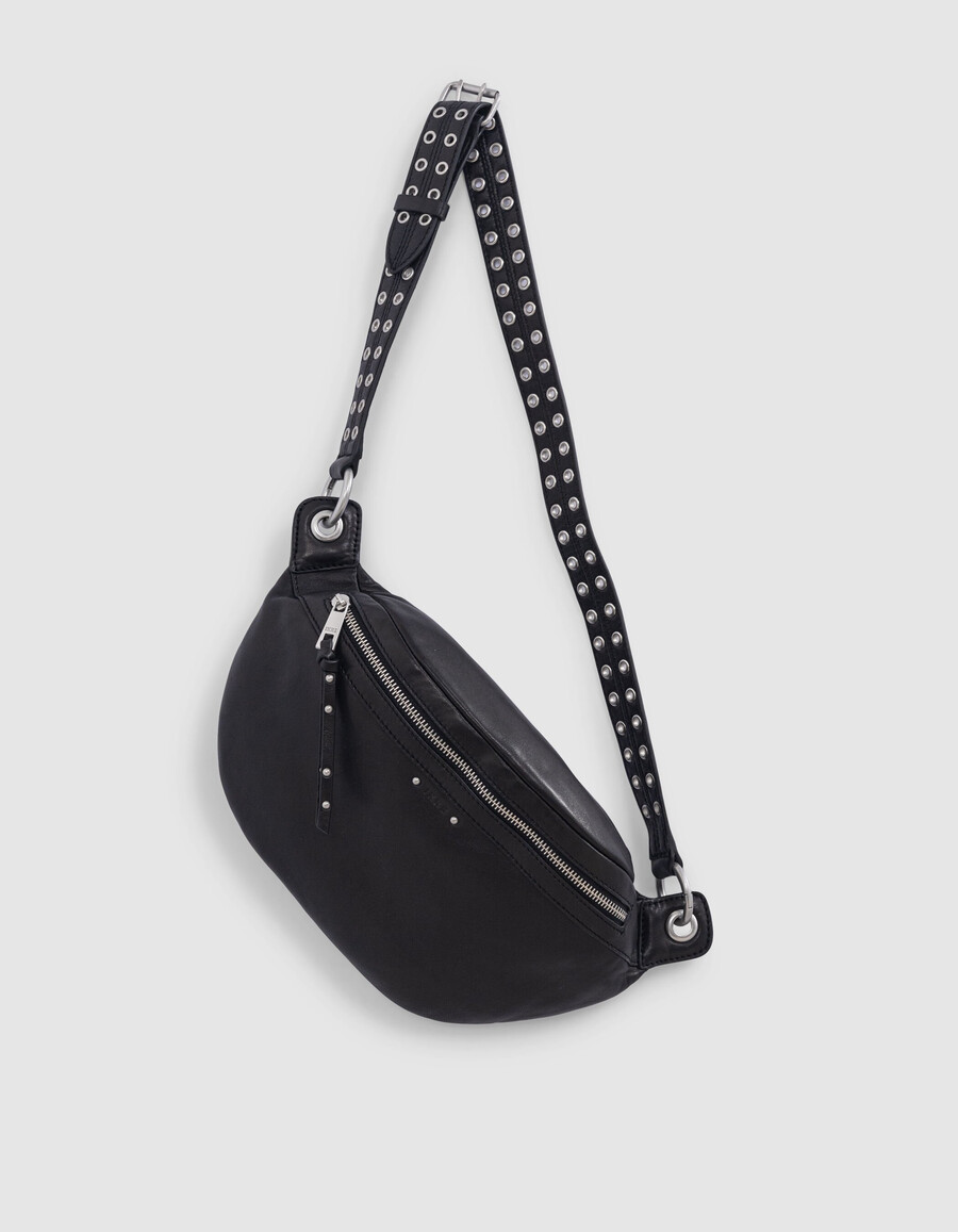 riñonera de piel negra 1440 para mujer