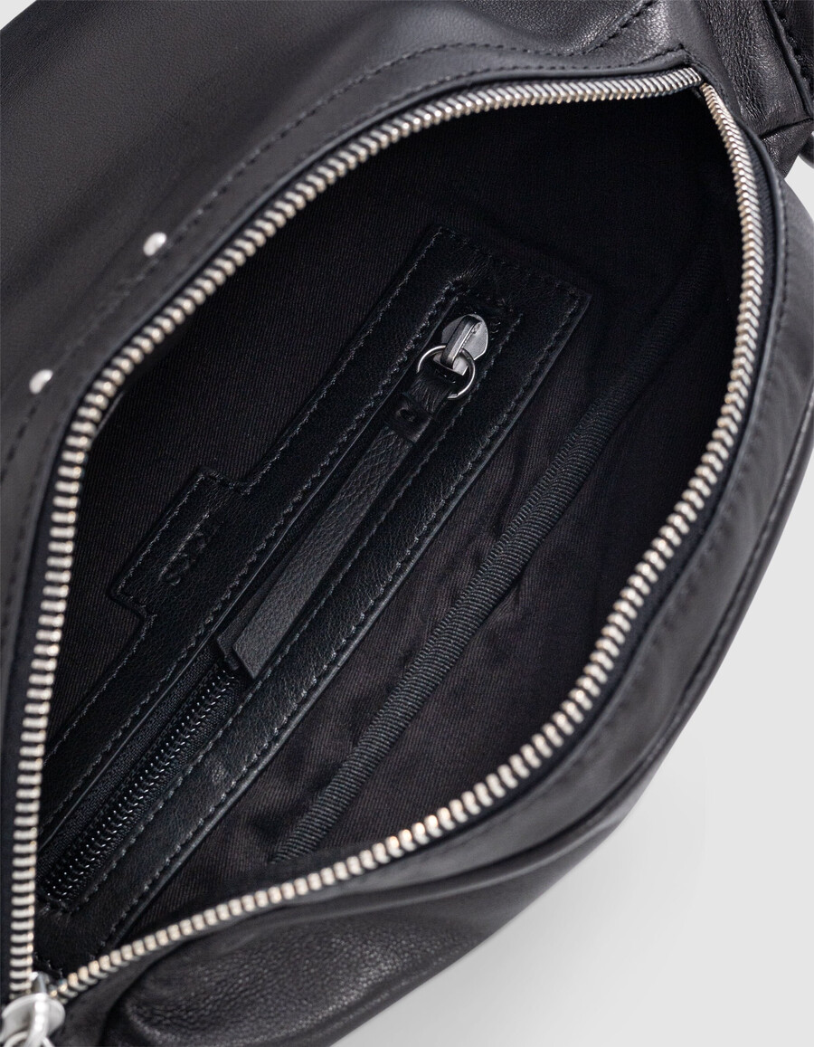 riñonera de piel negra 1440 para mujer