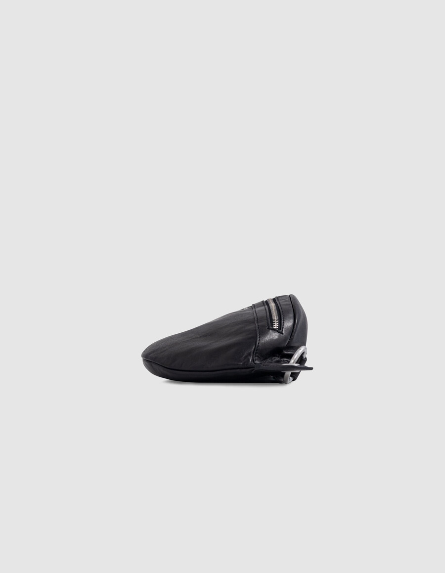 riñonera de piel negra 1440 para mujer