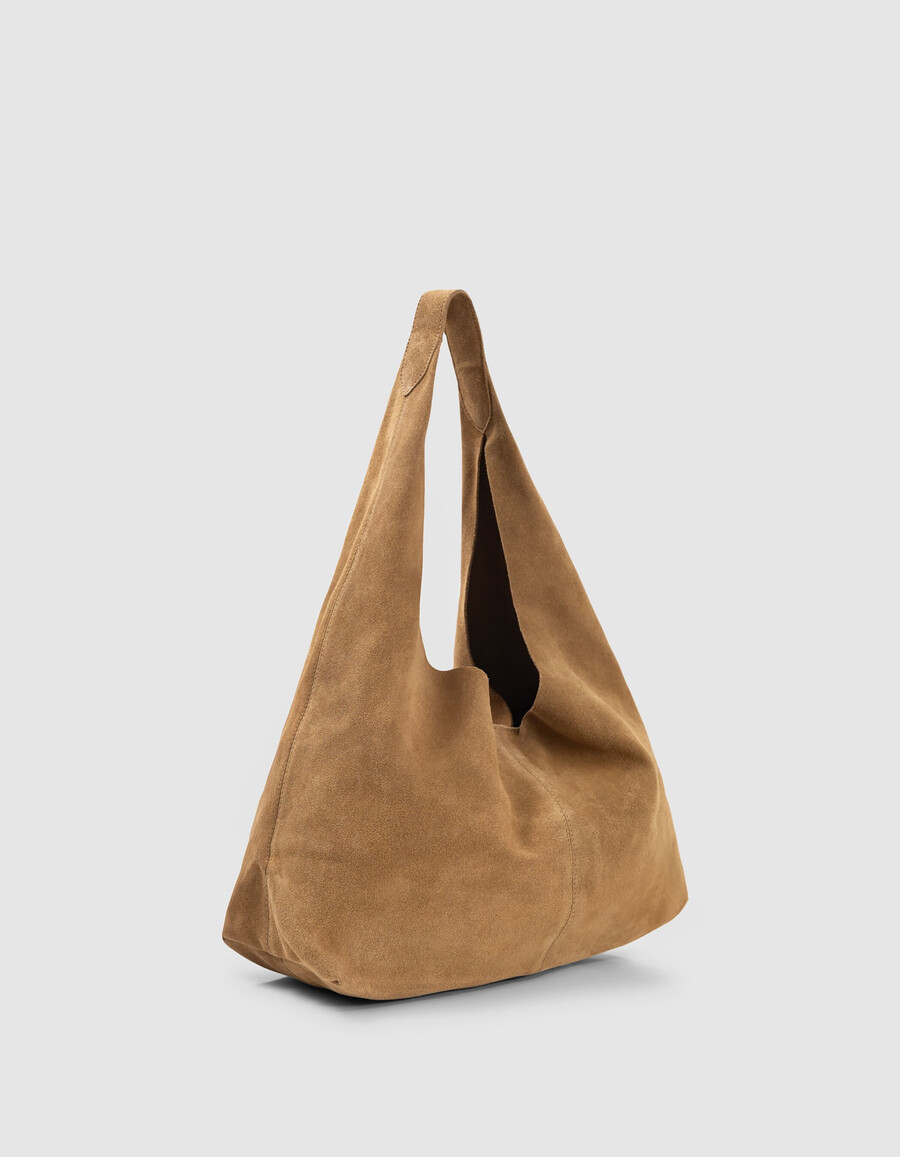 bolso hobo de ante color camello