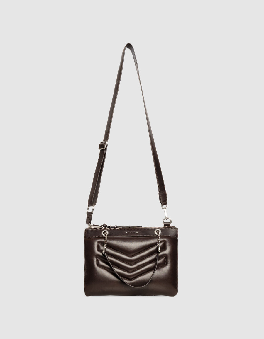 bolso de mano reporter 1440 de piel acolchada marrón para mujer
