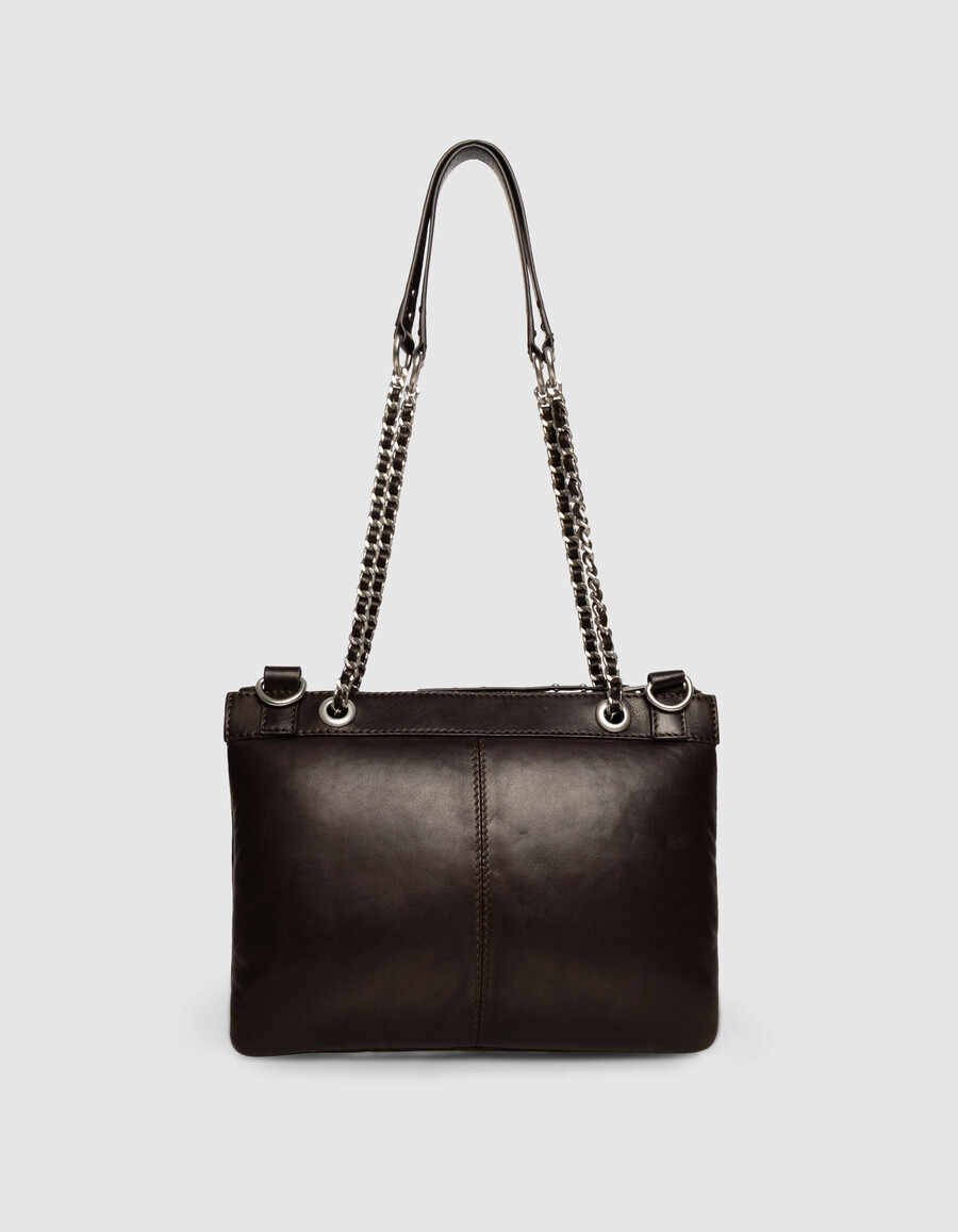 bolso de mano reporter 1440 de piel acolchada marrón para mujer