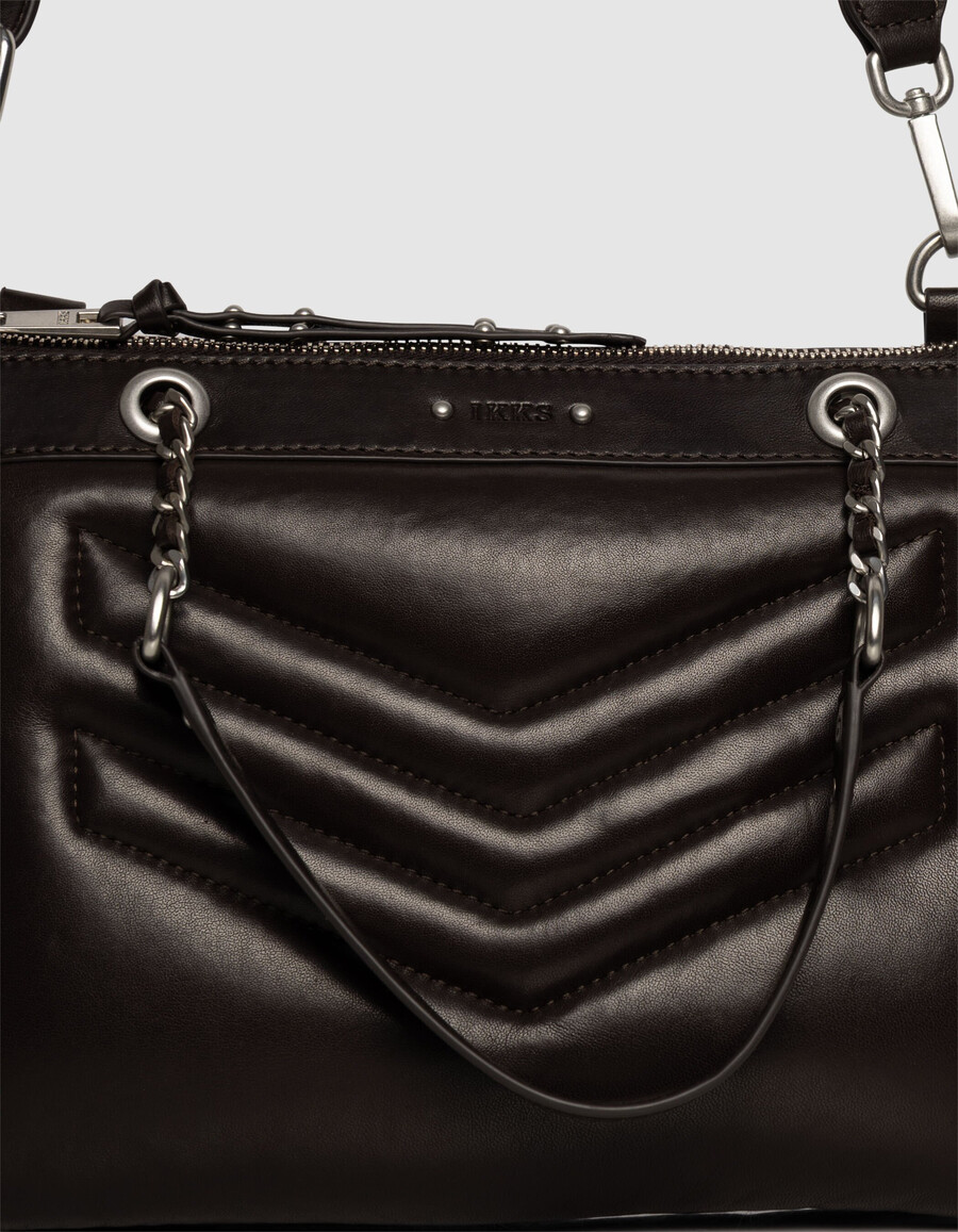 bolso de mano reporter 1440 de piel acolchada marrón para mujer