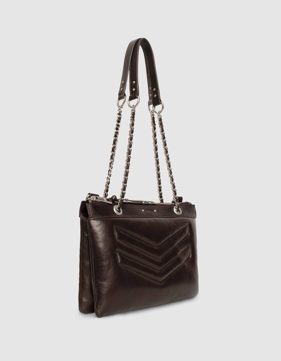 bolso de mano reporter 1440 de piel acolchada marrón para mujer