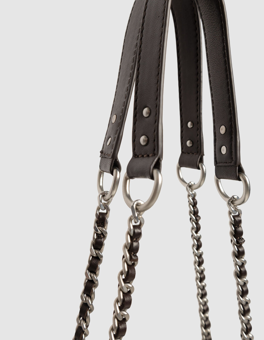 bolso de mano reporter 1440 de piel acolchada marrón para mujer