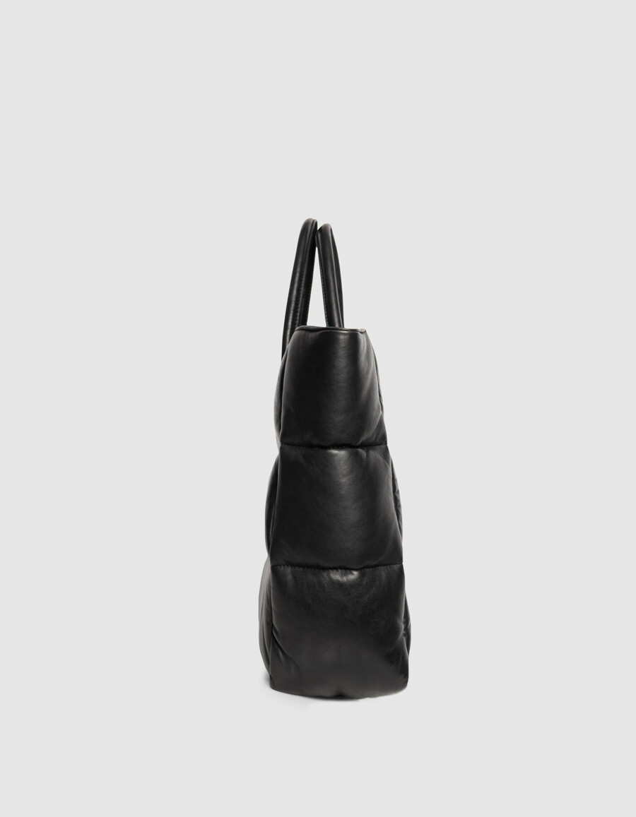 bolso tote de piel acolchada negra para mujer