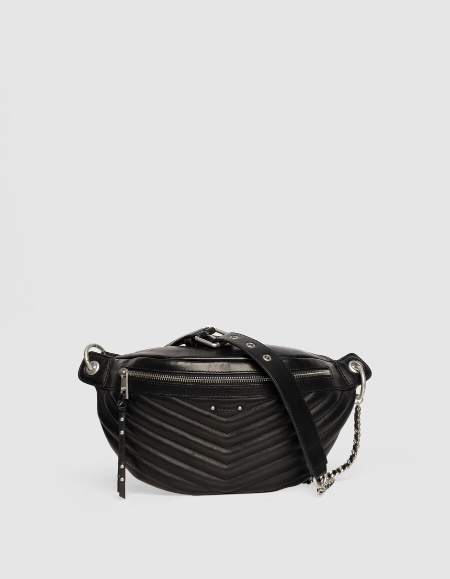 riñonera 1440 de piel acolchada negra para mujer