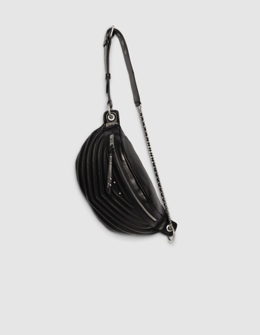 riñonera 1440 de piel acolchada negra para mujer
