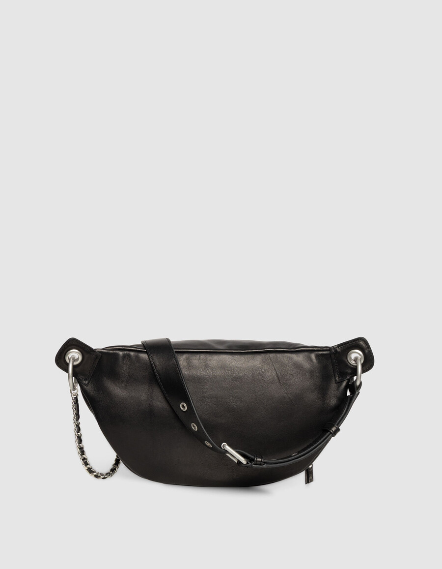 riñonera 1440 de piel acolchada negra para mujer