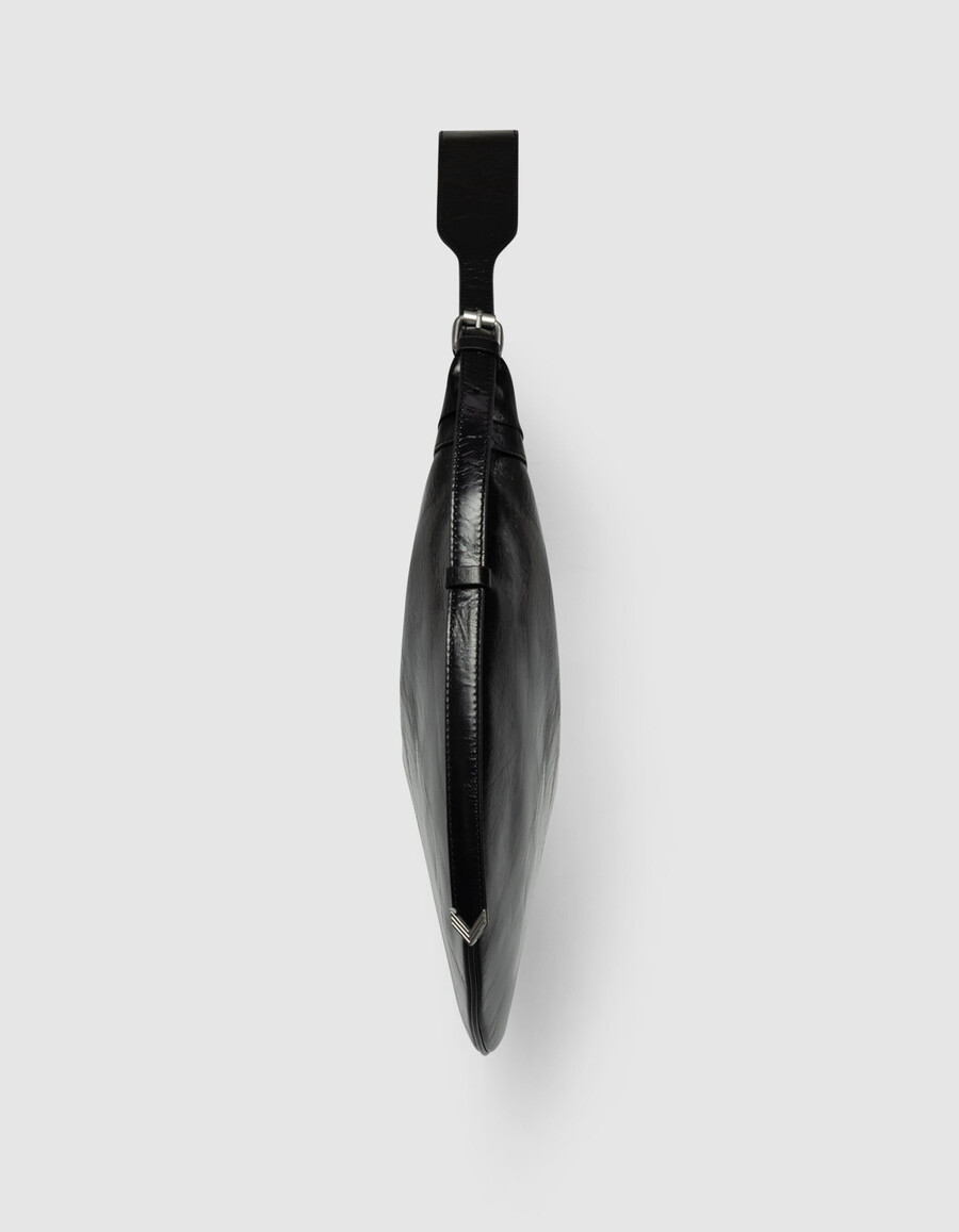 bolso allane half-moon de piel esmaltada negra para mujer