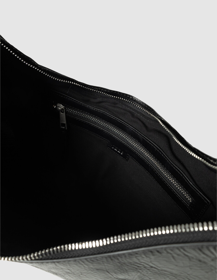 bolso allane half-moon de piel esmaltada negra para mujer
