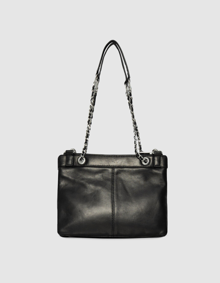 clutch reporter 1440 de piel acolchada con tachuelas en negro para mujer