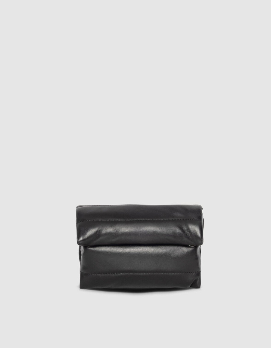 bolso bandolera de piel acolchada negra para mujer