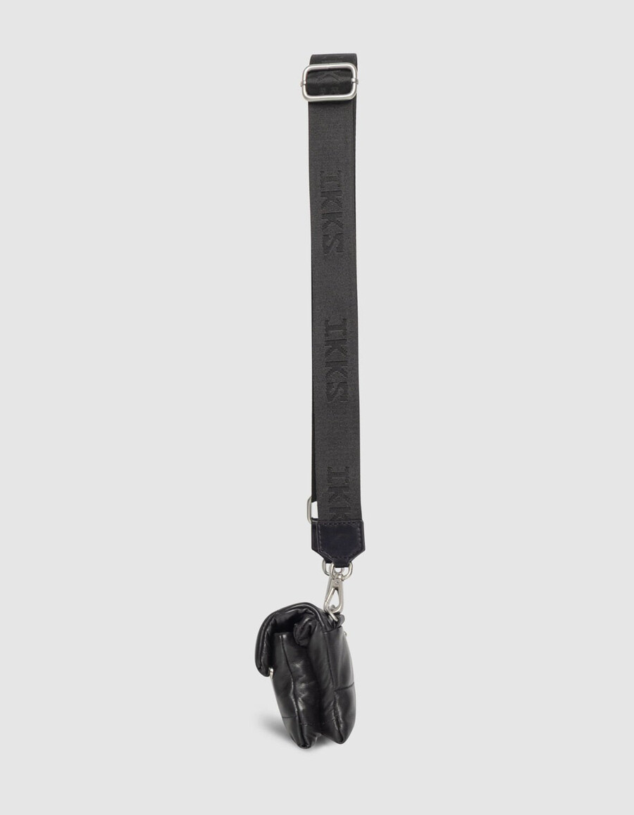 bolso bandolera de piel acolchada negra para mujer