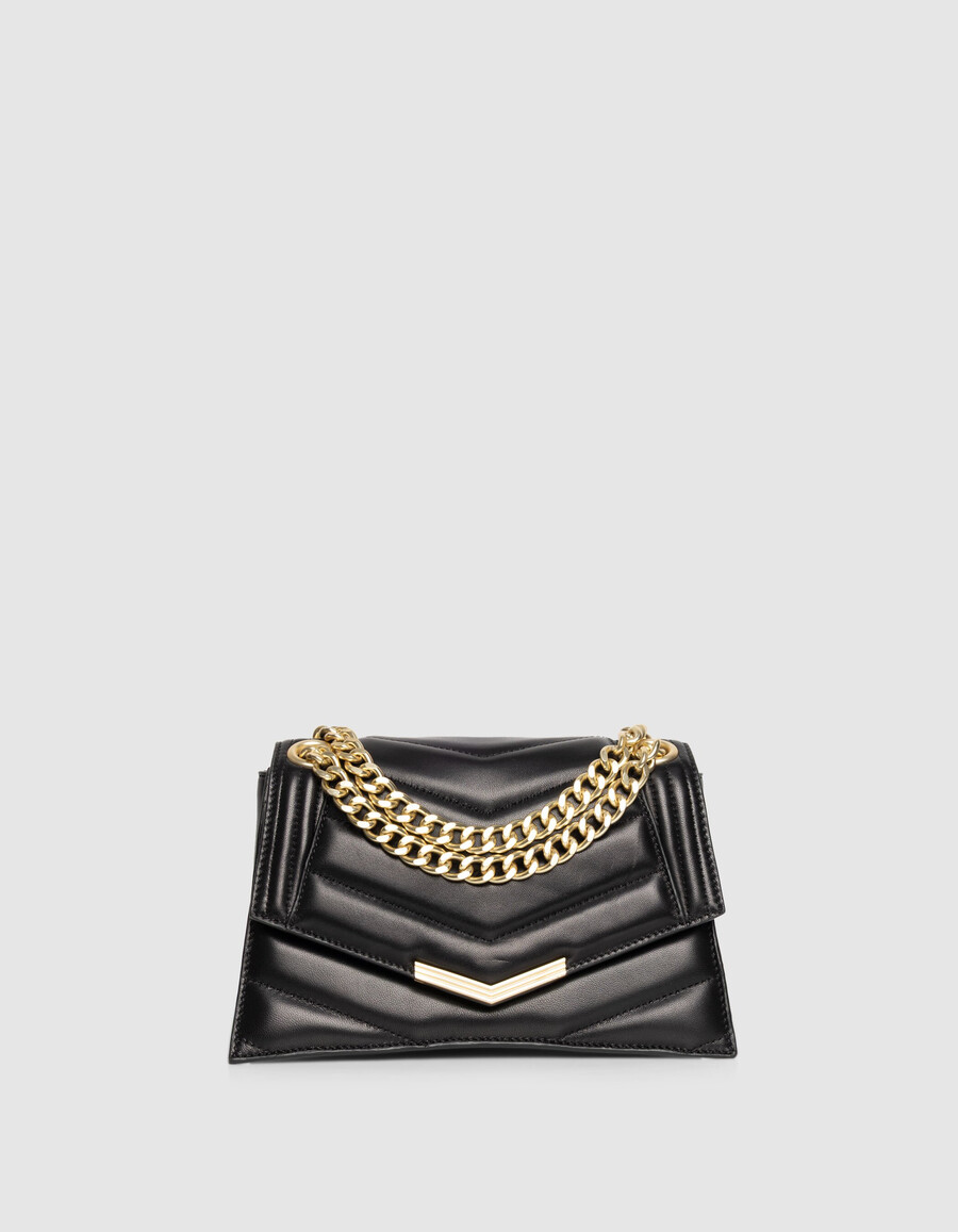 bolso the 1 de piel negra para mujer talla m herrajes metálicos dorados