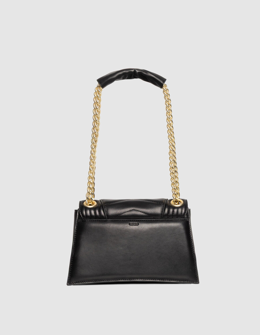bolso the 1 de piel negra para mujer talla m herrajes metálicos dorados