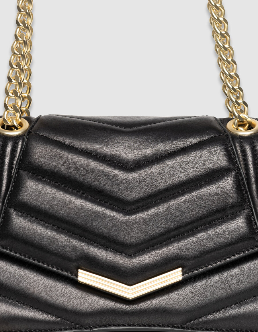 bolso the 1 de piel negra para mujer talla m herrajes metálicos dorados