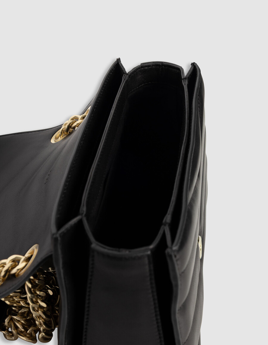 bolso the 1 de piel negra para mujer talla m herrajes metálicos dorados