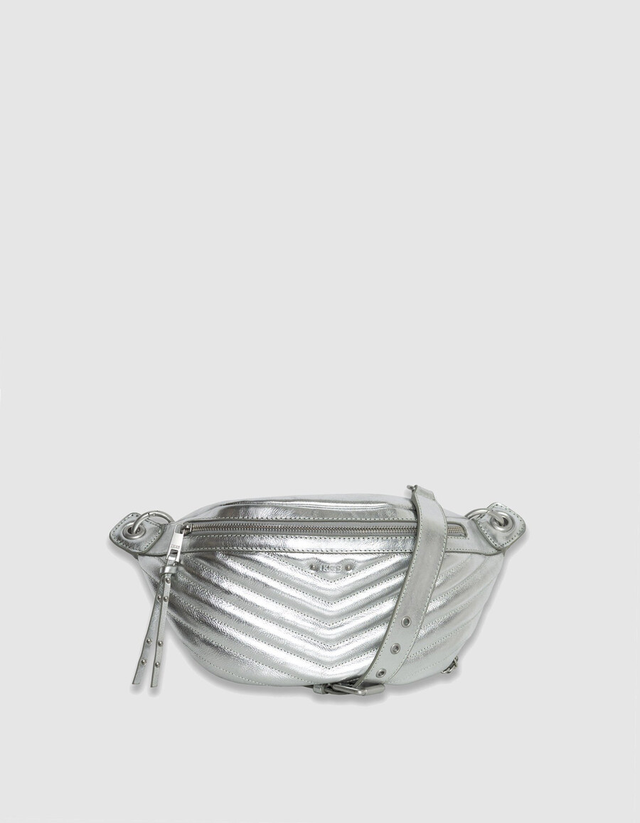 riñonera de piel acolchada plateada 1440 para mujer