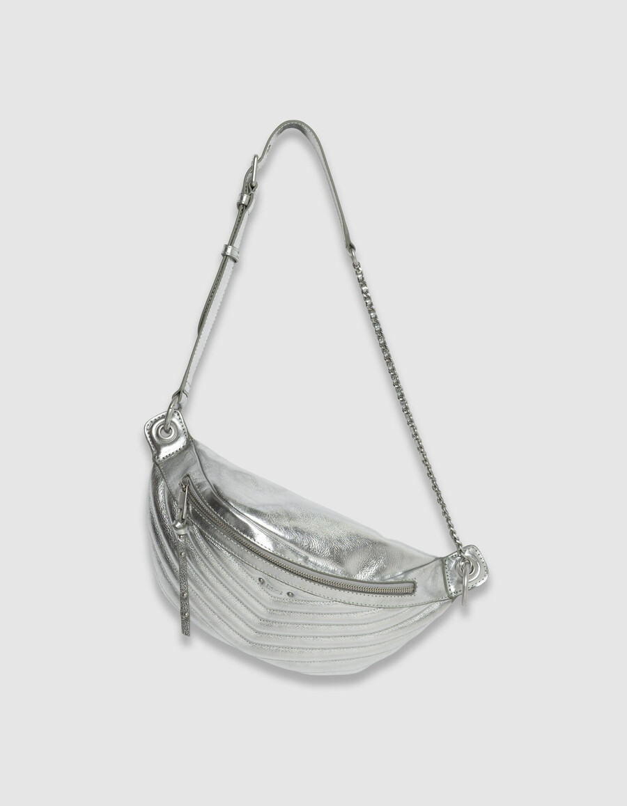 riñonera de piel acolchada plateada 1440 para mujer