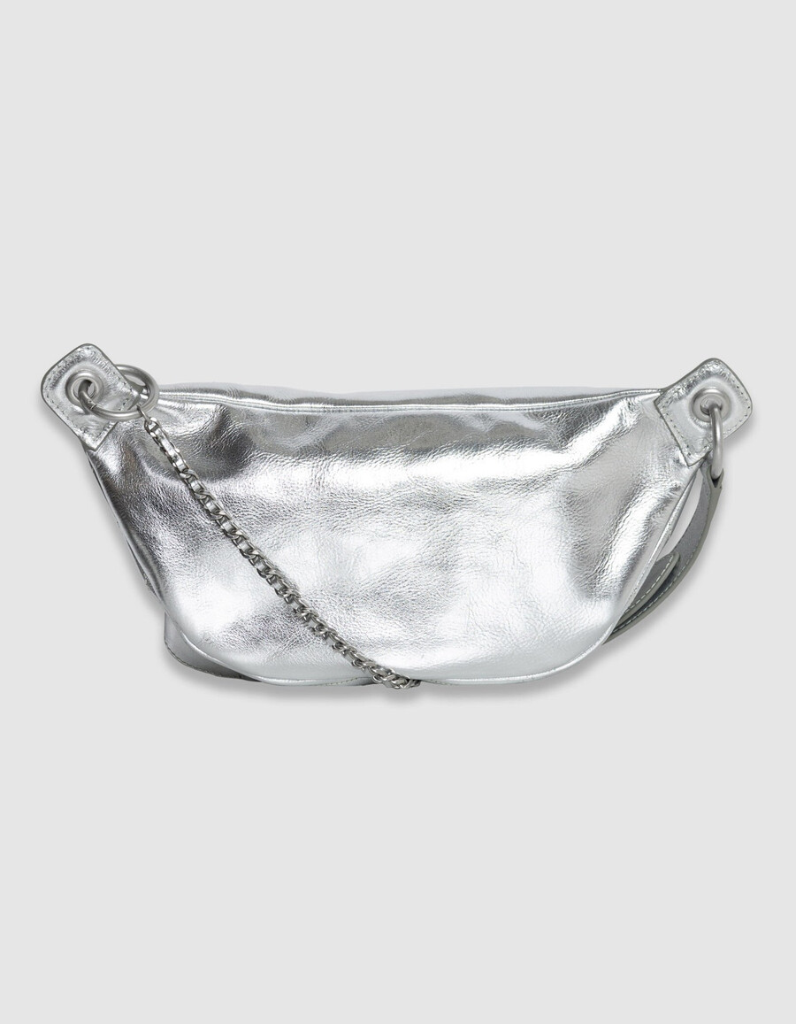 riñonera de piel acolchada plateada 1440 para mujer