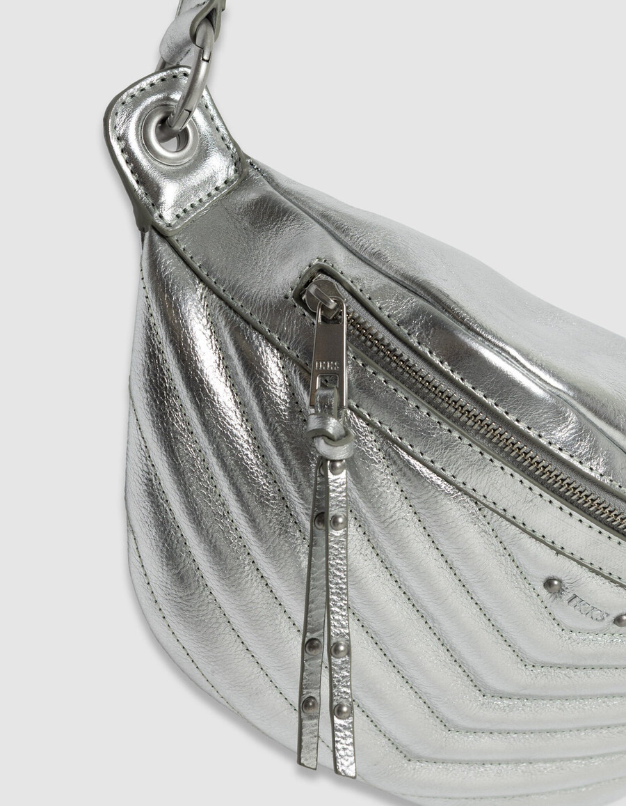 riñonera de piel acolchada plateada 1440 para mujer