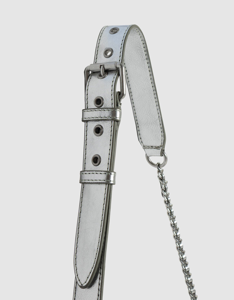 riñonera de piel acolchada plateada 1440 para mujer