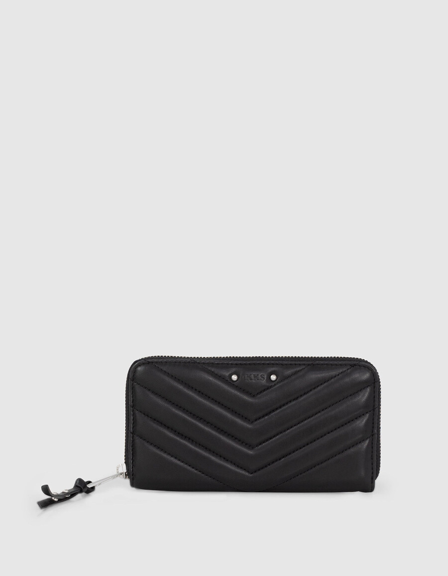 cartera de piel acolchada negra 1440 compagnon para mujer