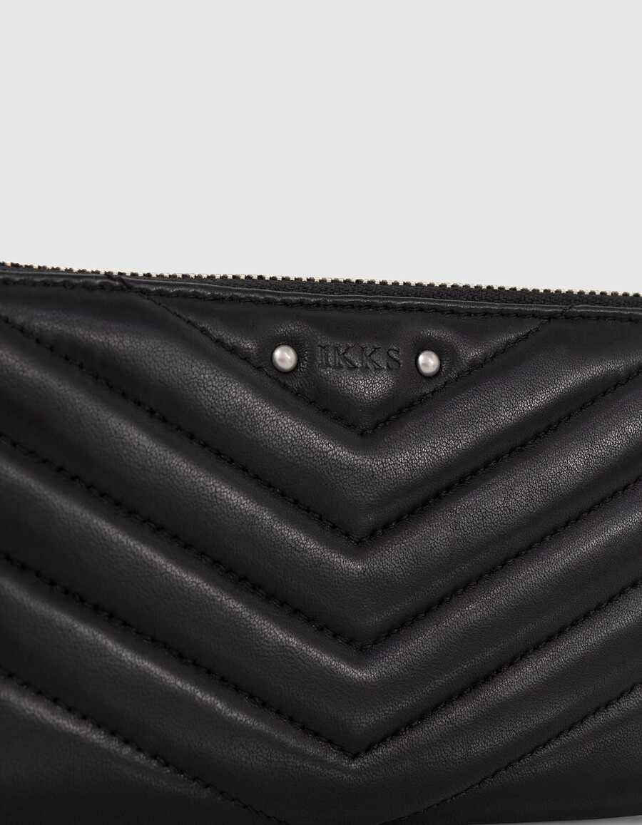 cartera de piel acolchada negra 1440 compagnon para mujer