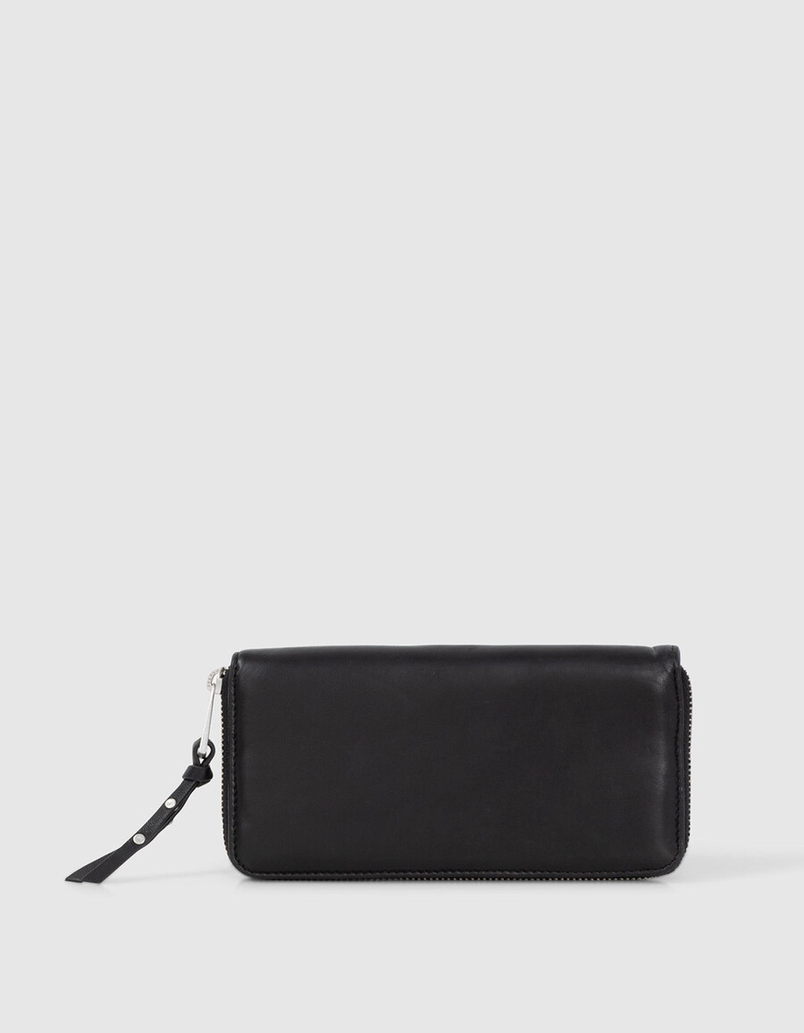 cartera de piel acolchada negra 1440 compagnon para mujer