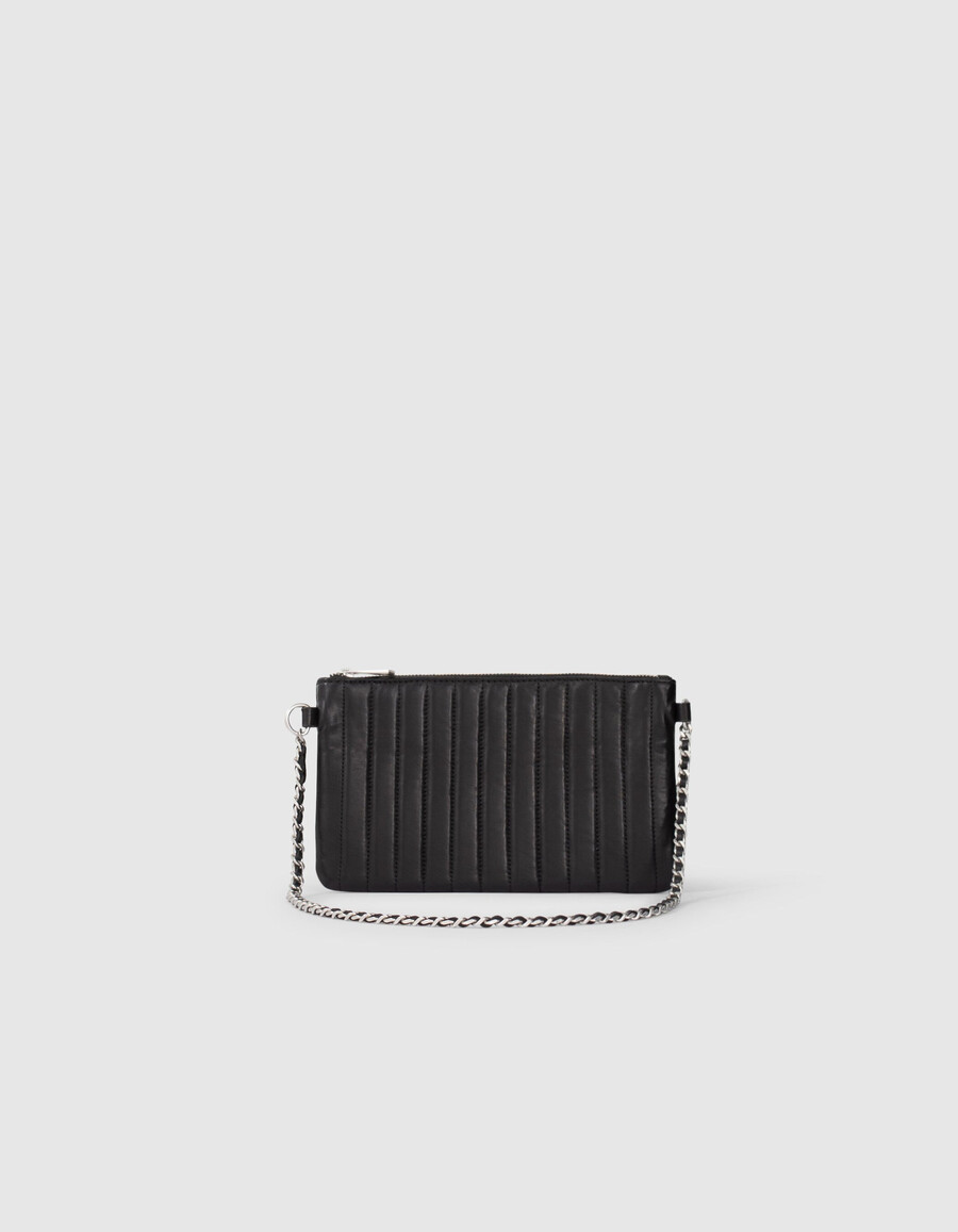bolso romy 111 cuero negro metalleries plata mujer