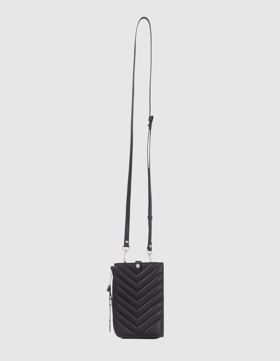 bolso de mano 1440 de piel acolchada negra para mujer