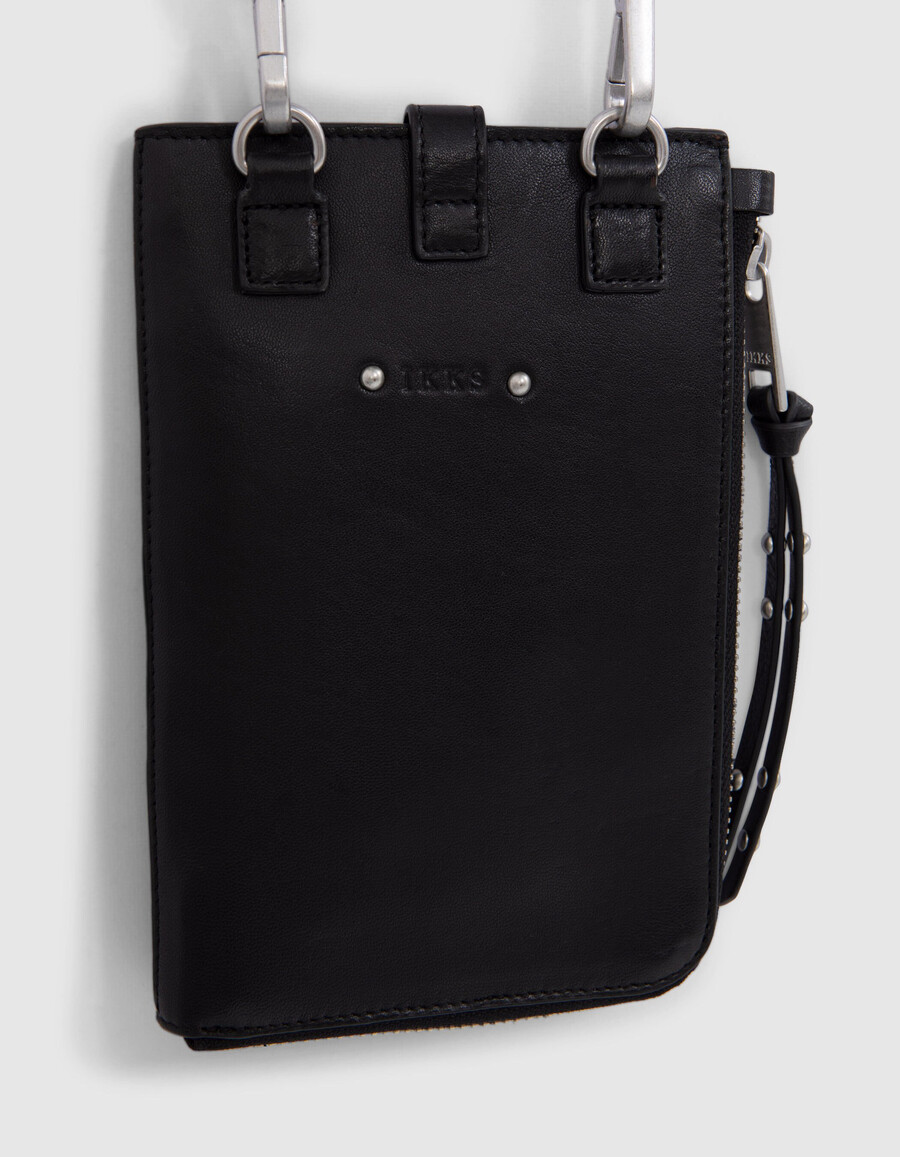 bolso de mano 1440 de piel acolchada negra para mujer