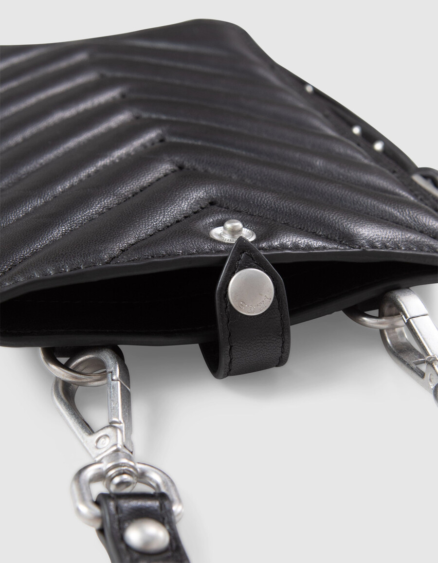 bolso de mano 1440 de piel acolchada negra para mujer