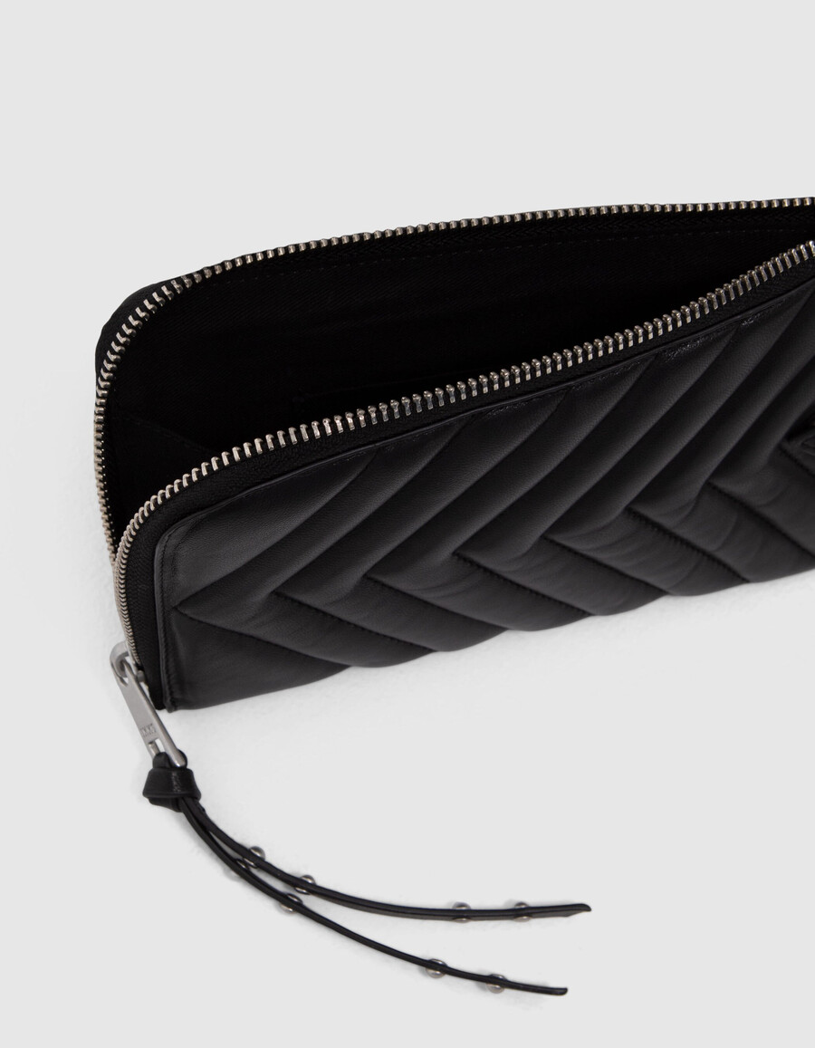 bolso de mano 1440 de piel acolchada negra para mujer