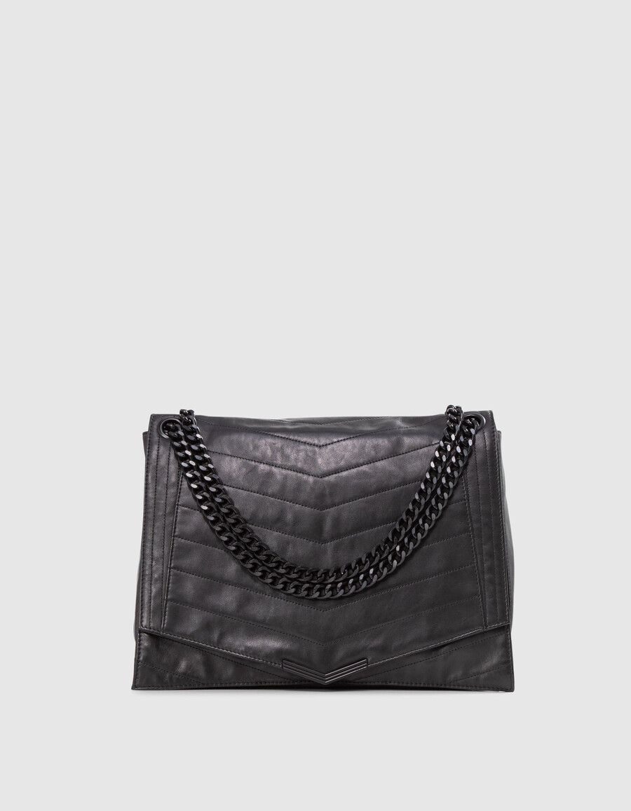 1. bolso de piel acolchada negra talla xl para mujer