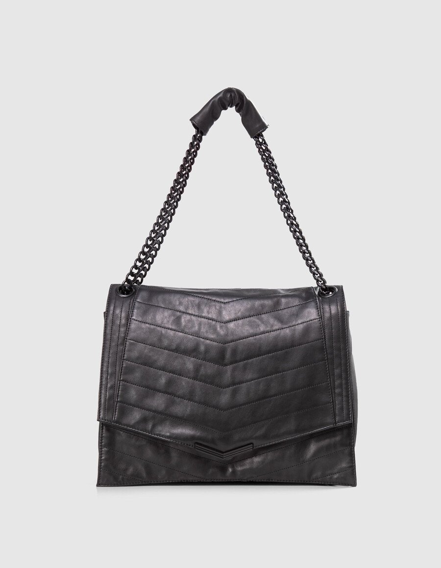 1. bolso de piel acolchada negra talla xl para mujer