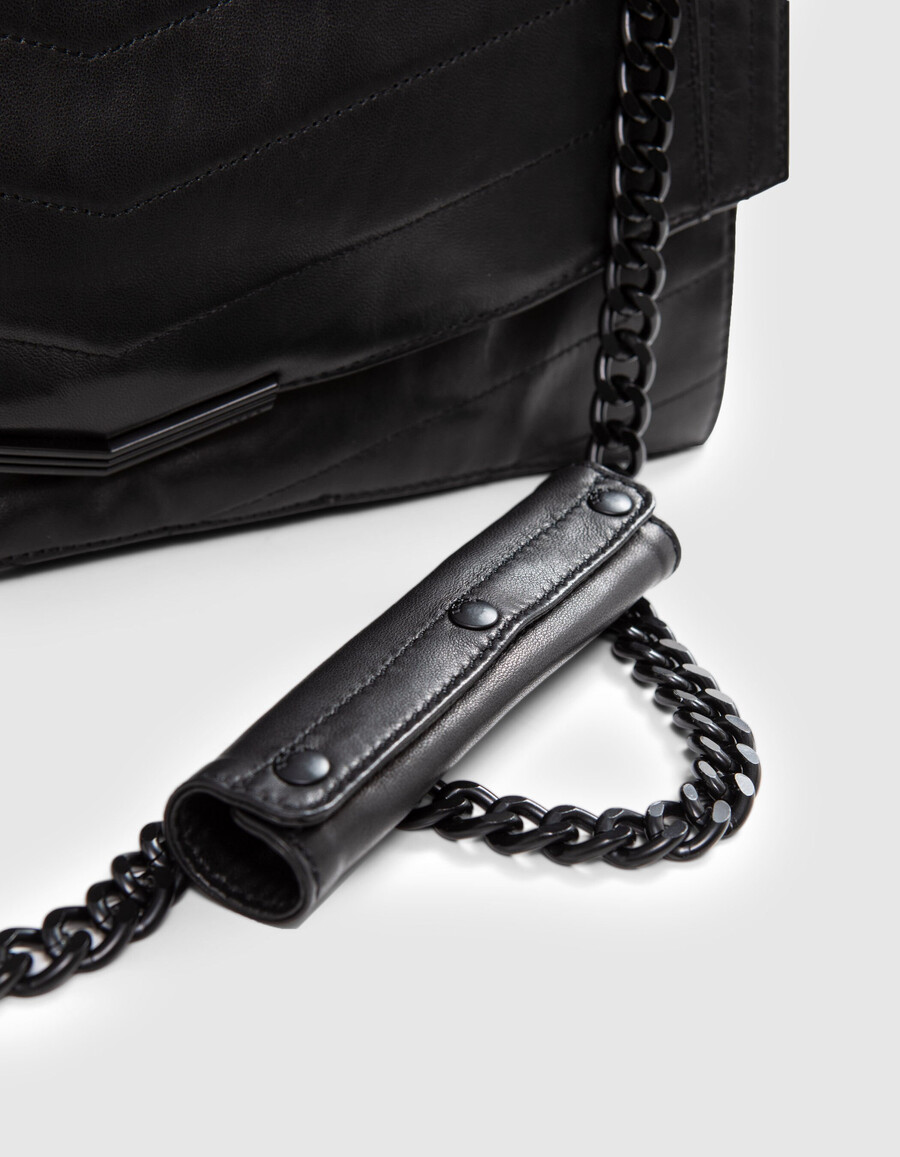 1. bolso de piel acolchada negra talla xl para mujer