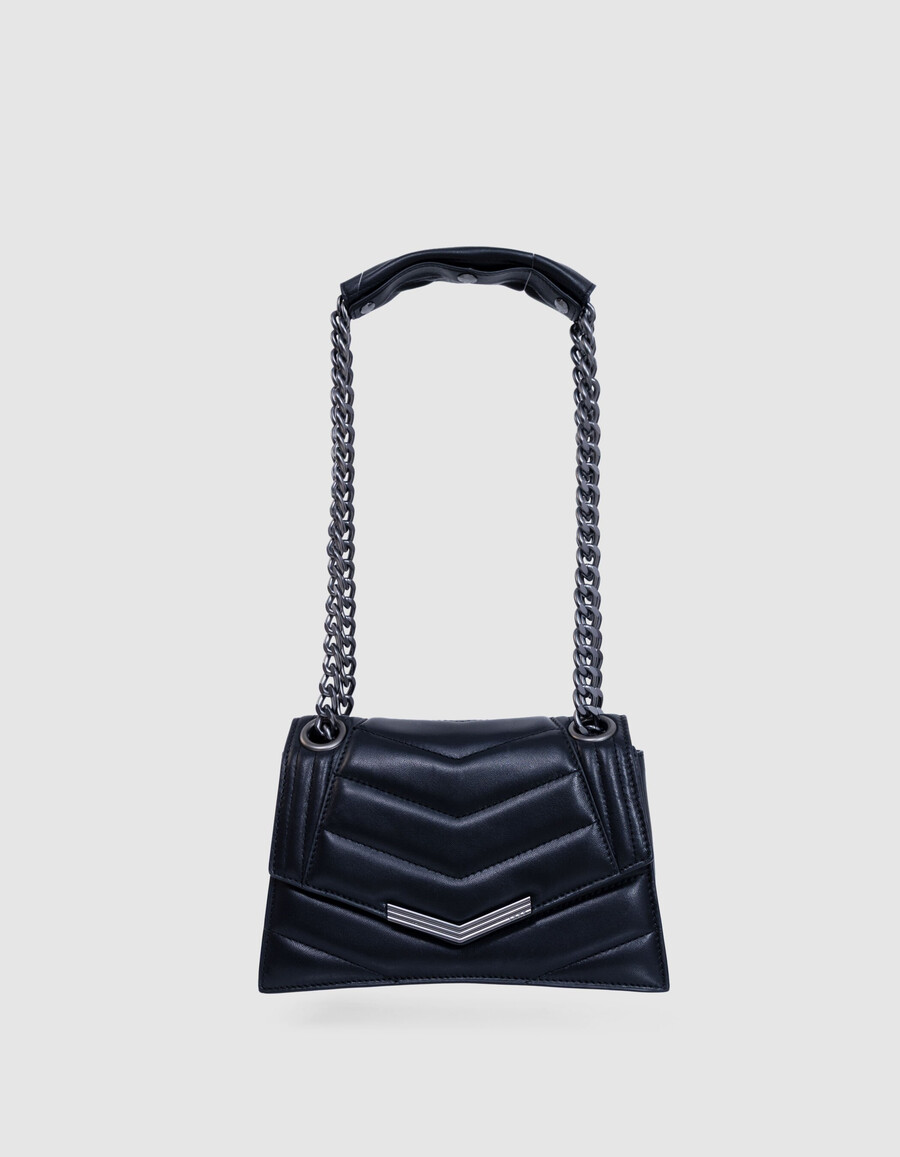 1. bolso de piel acolchada negra talla s para mujer