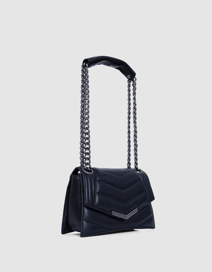 1. bolso de piel acolchada negra talla s para mujer