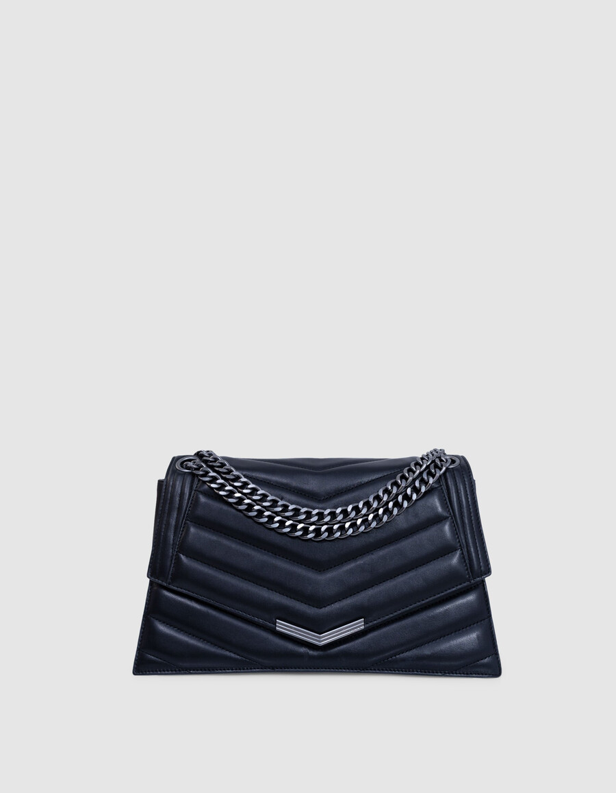 el 1. bolso de piel acolchada negra talla l para mujer