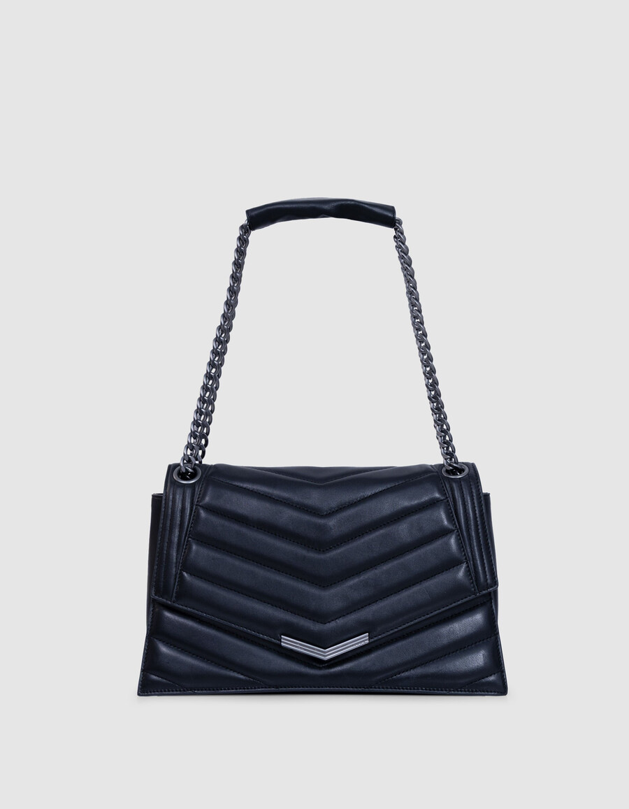 el 1. bolso de piel acolchada negra talla l para mujer