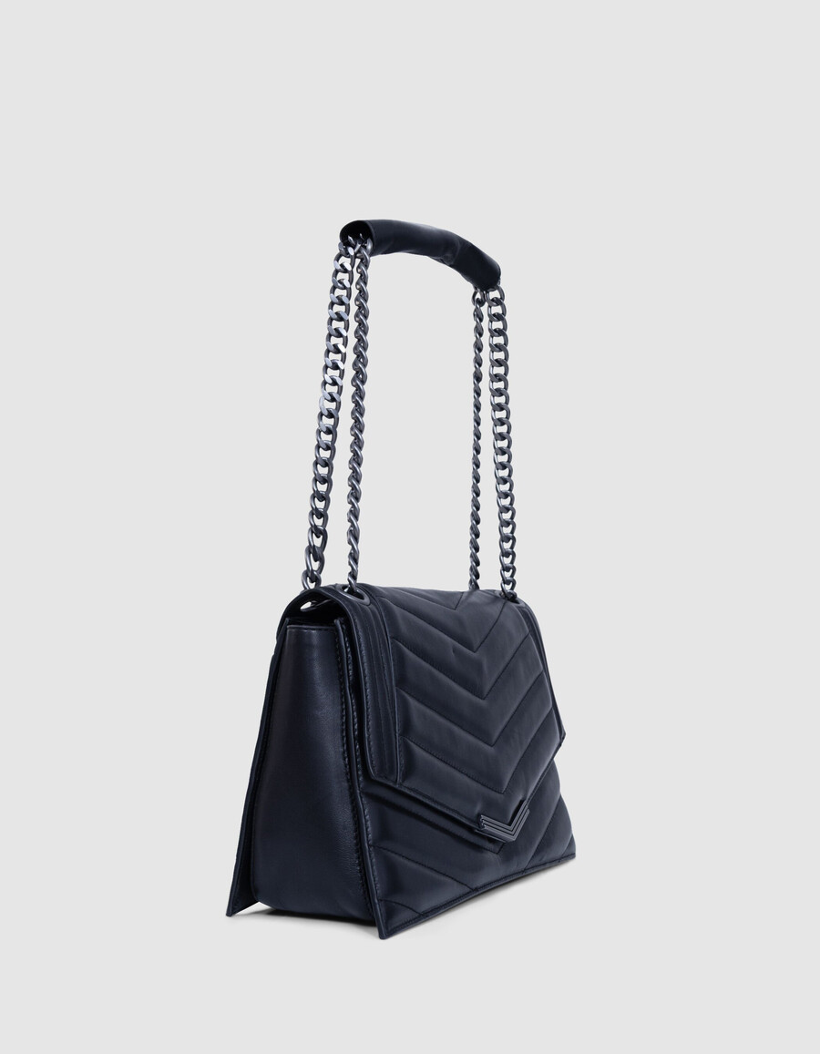 el 1. bolso de piel acolchada negra talla l para mujer