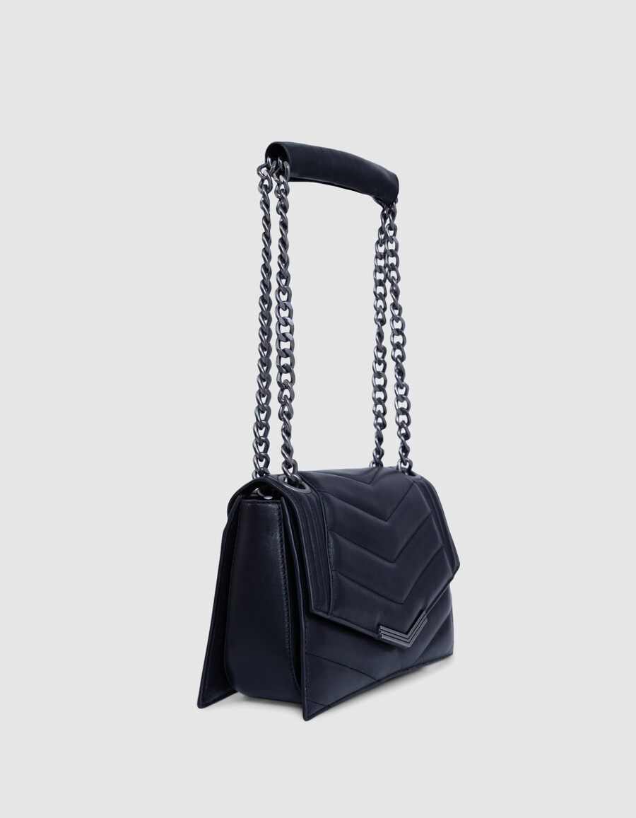 el 1. bolso de piel acolchada negra talla m para mujer
