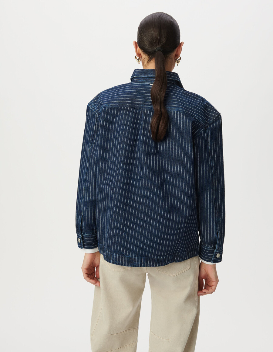 camisa vaquera blanca a rayas para mujer